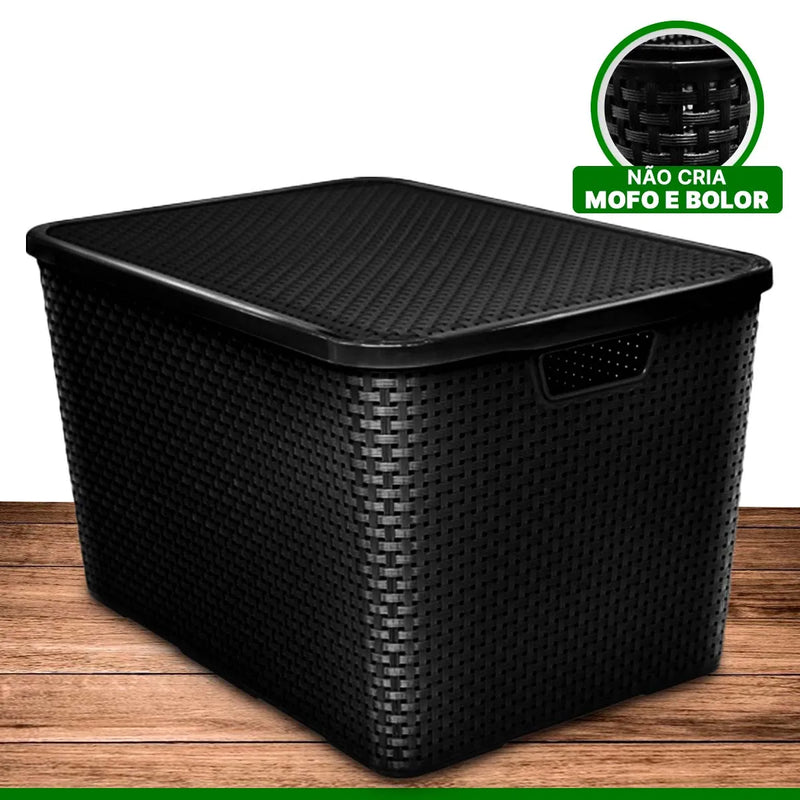 Kit 3 Cesto Preto Com Tampa